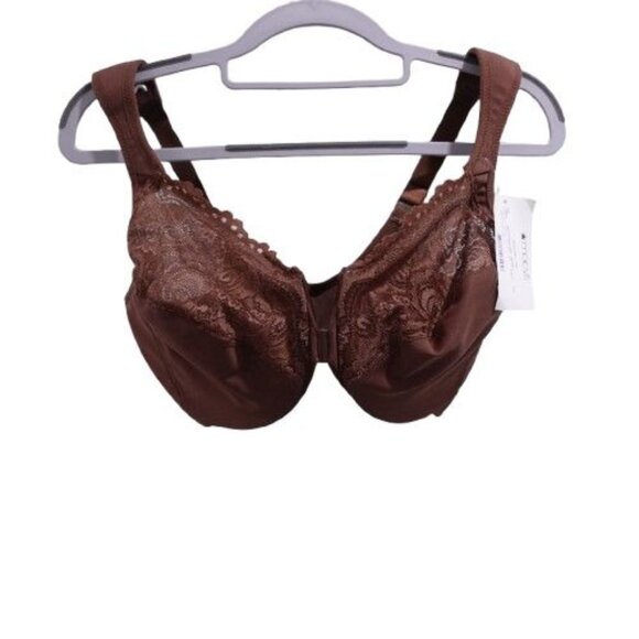 NWOT Glamorise Women's Full Figure Wonderwire Front Close Bra Sz 34G Brown 1245 - Picture 1 of 5